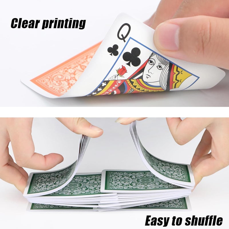 Timenued Playing Cards 2 Pack,Deck of Cards,Fun Cards Game for Adults,Poker Cards Professional,Standard Playing Cards Set,Suitable for Game Night,Various Party Games (Green/Orange) - Image 3